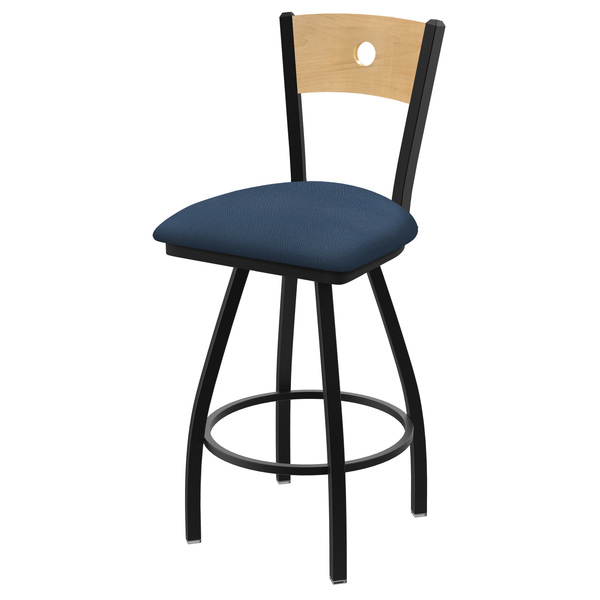 Holland Bar Stool Co 36" Swivel Counter Stool, Nickel Finish, Nat Back, Rein Bay Seat 83036BWNatMplB024